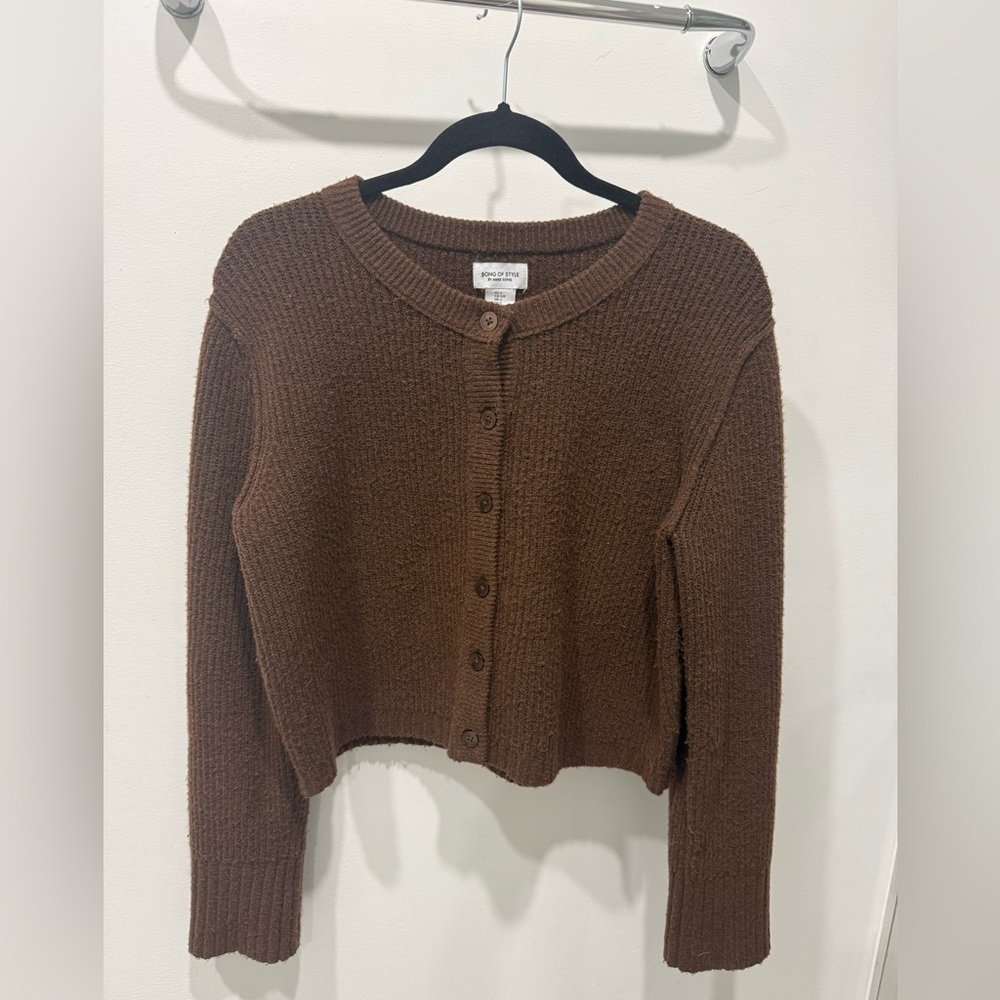 Brown Button Up Ribbed Cardigan | Sweater | Womens